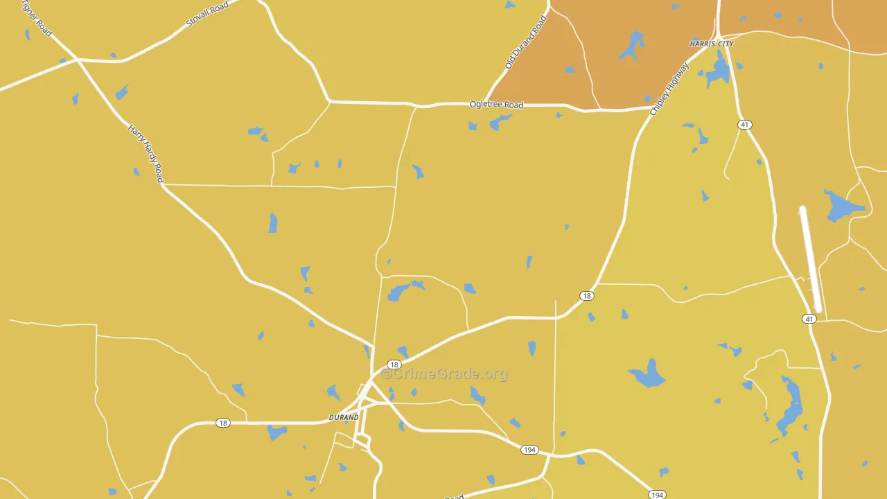 Durand, GA Map of Murder Rates