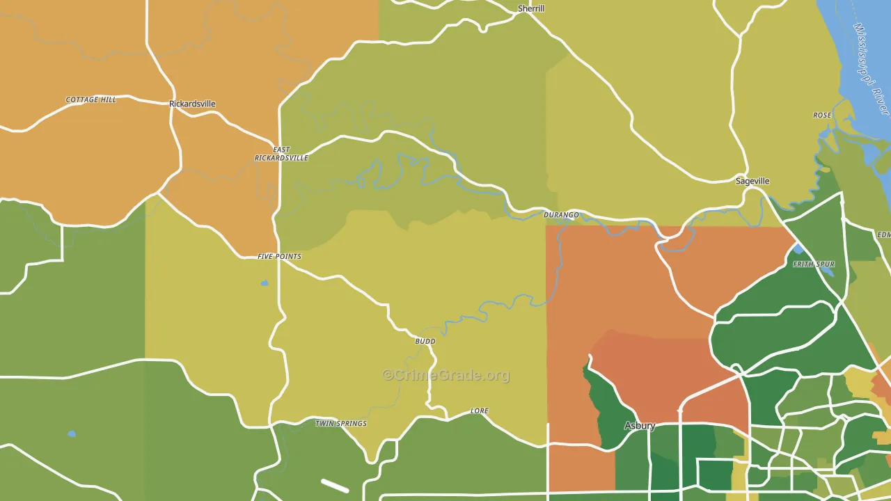 Durango, IA Map of Murder Rates