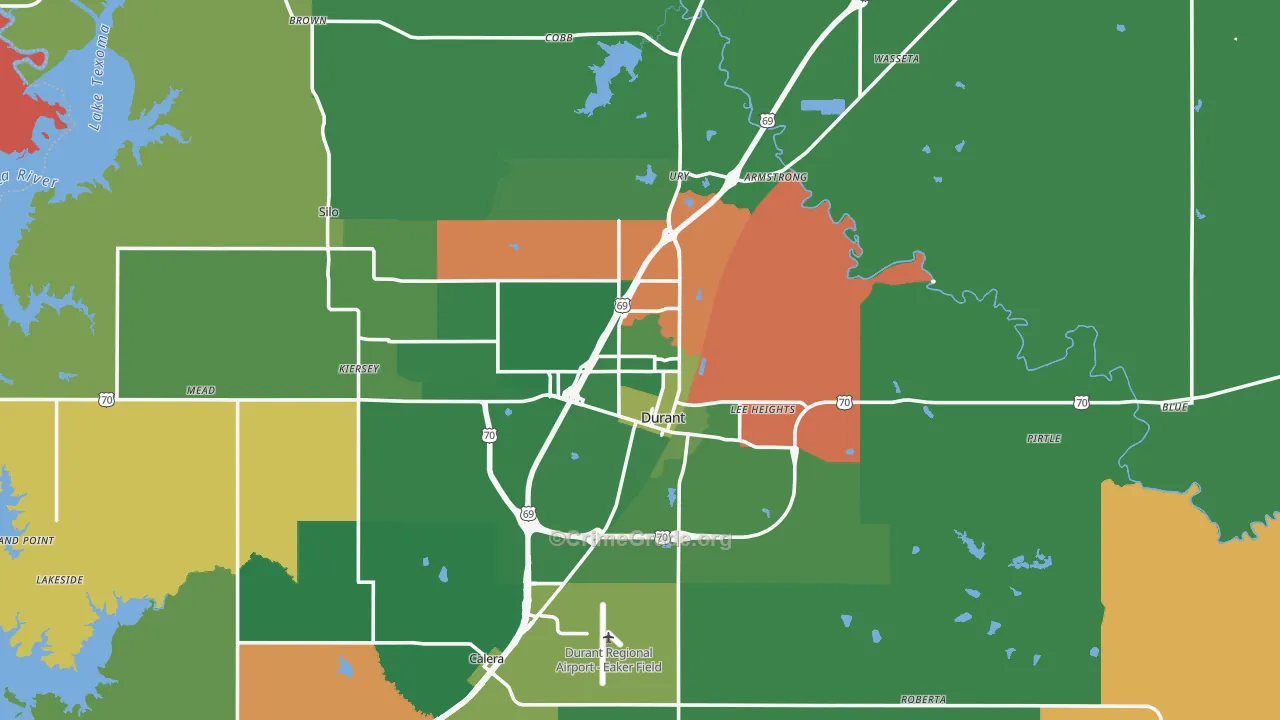Durant, OK Map of Murder Rates