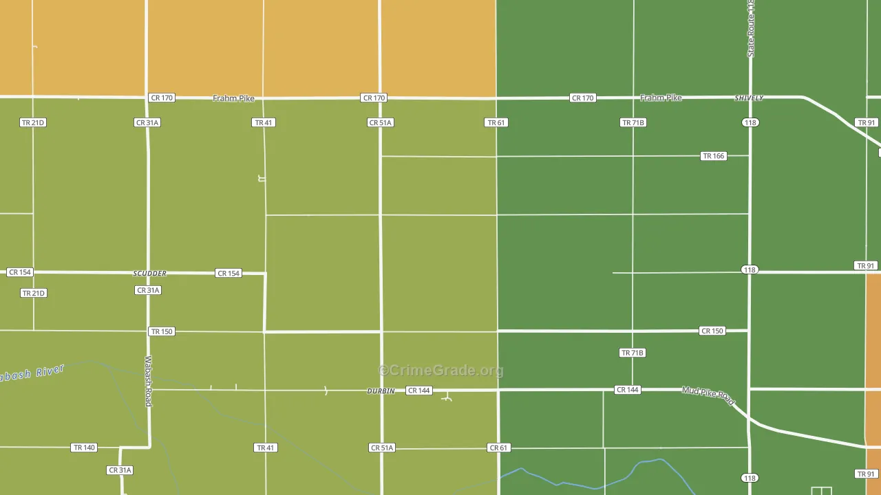 Durbin, OH Map of Murder Rates