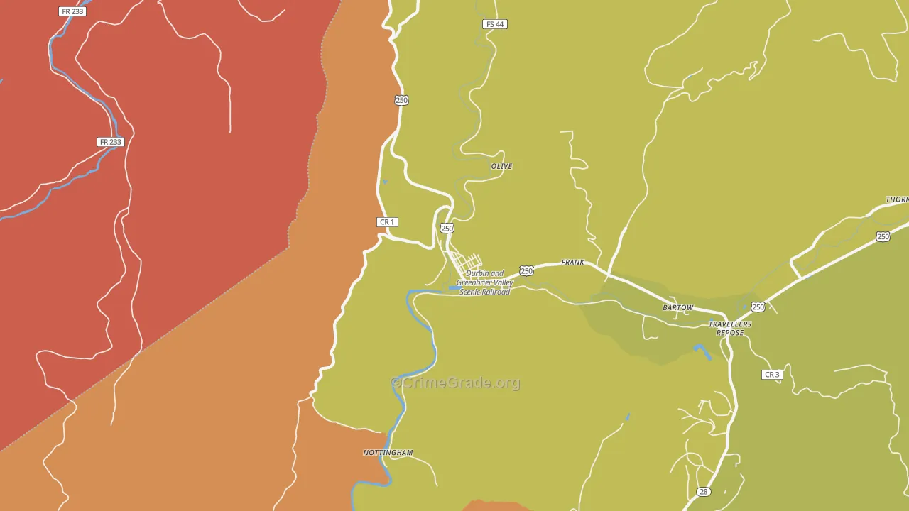 Durbin, WV Map of Murder Rates