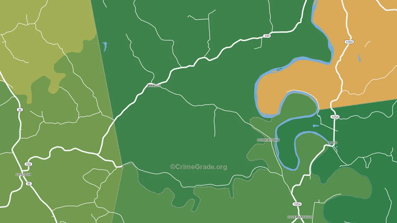 Durbintown, KY Map of Murder Rates