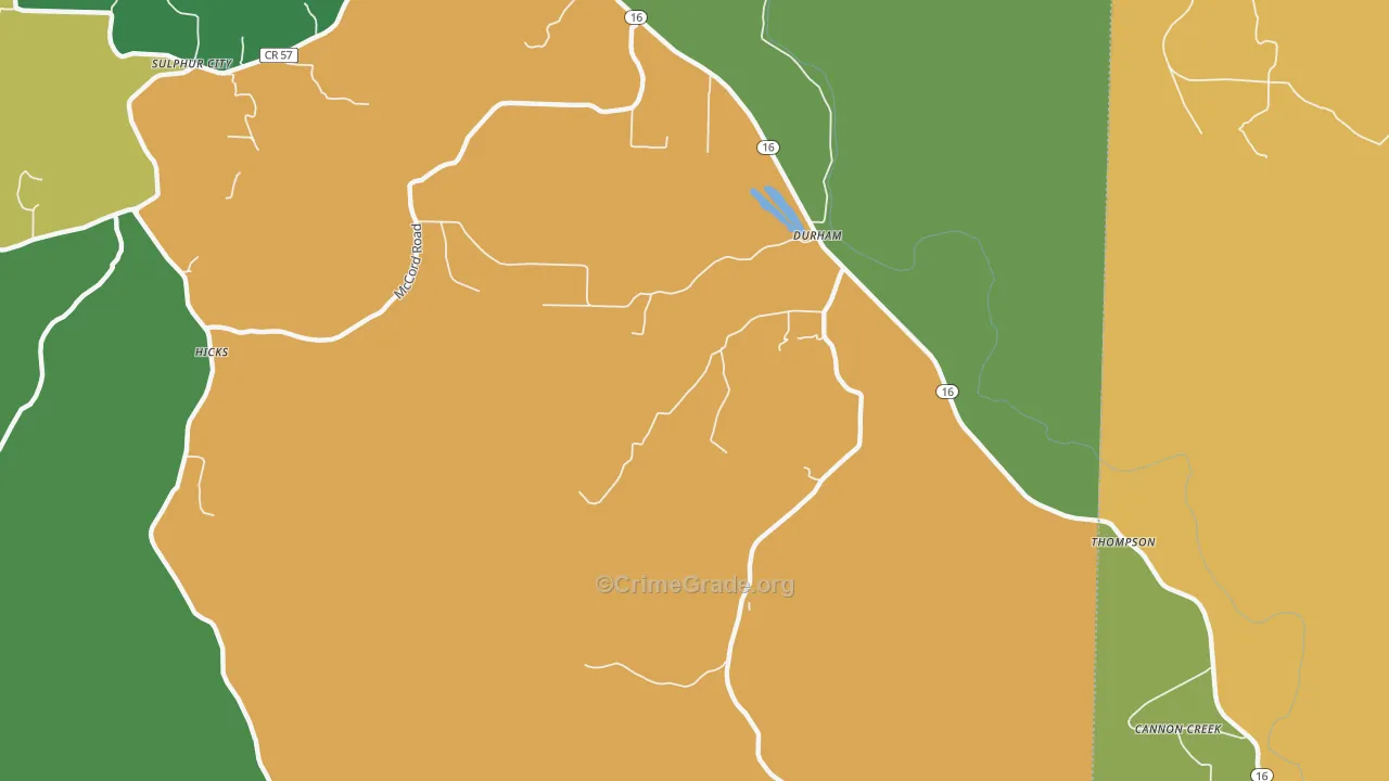 Durham, AR Map of Murder Rates