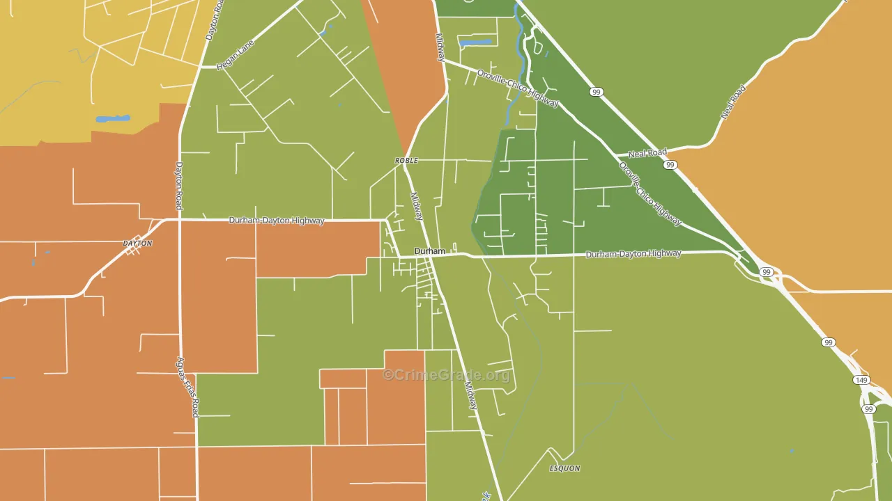 Durham, CA Map of Murder Rates