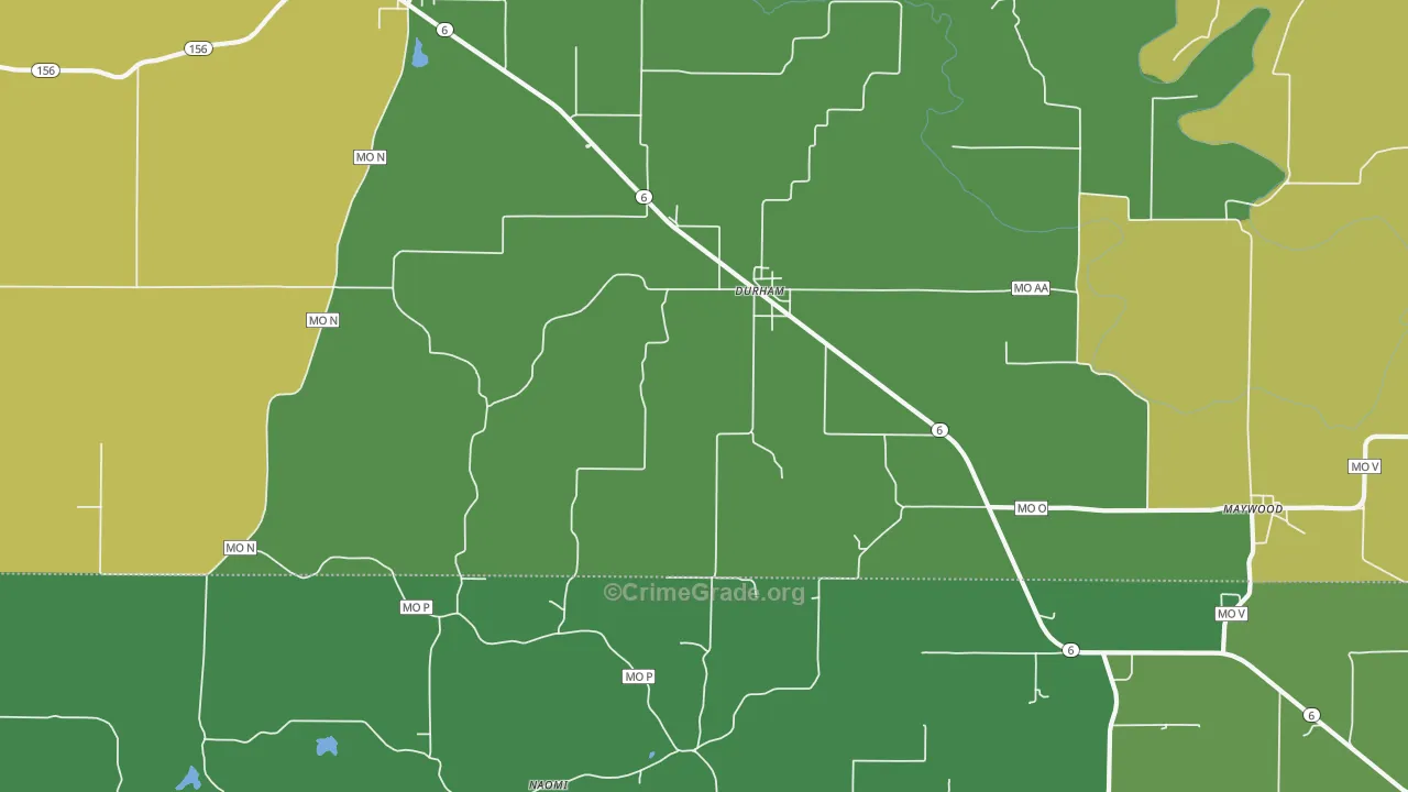 Durham, MO Map of Murder Rates