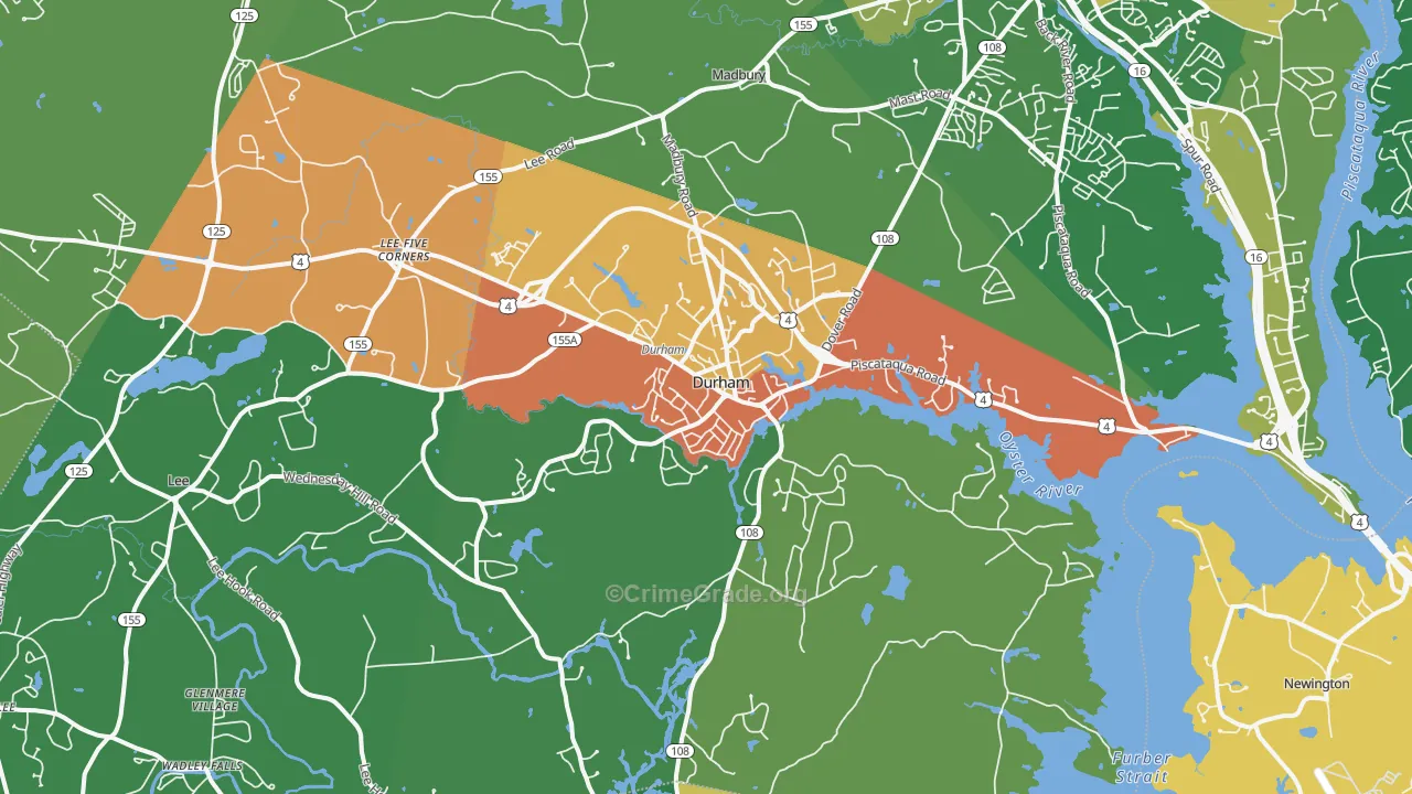 Durham, NH Map of Murder Rates