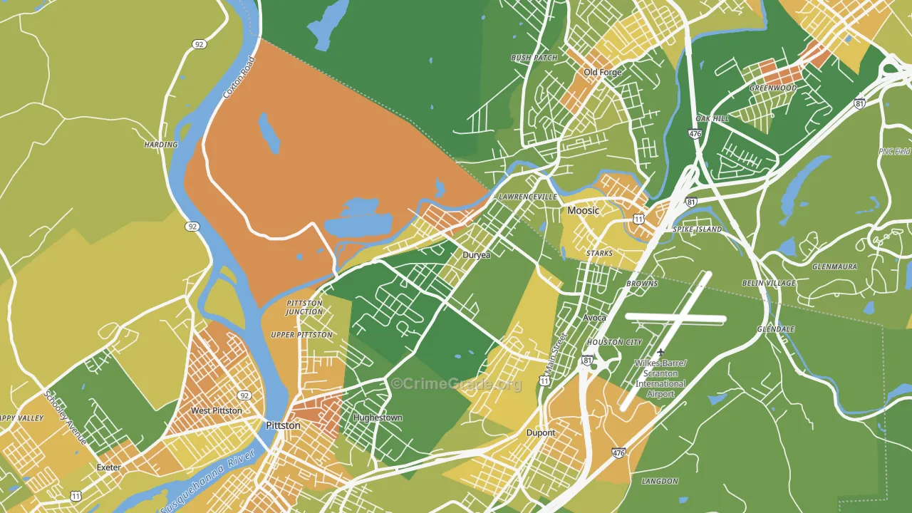 Duryea, PA Map of Murder Rates