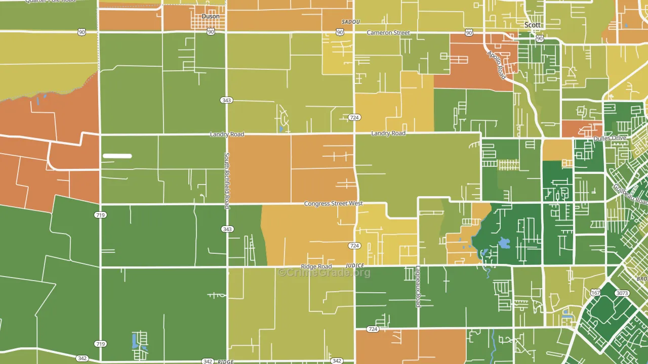 Duson, LA Map of Murder Rates