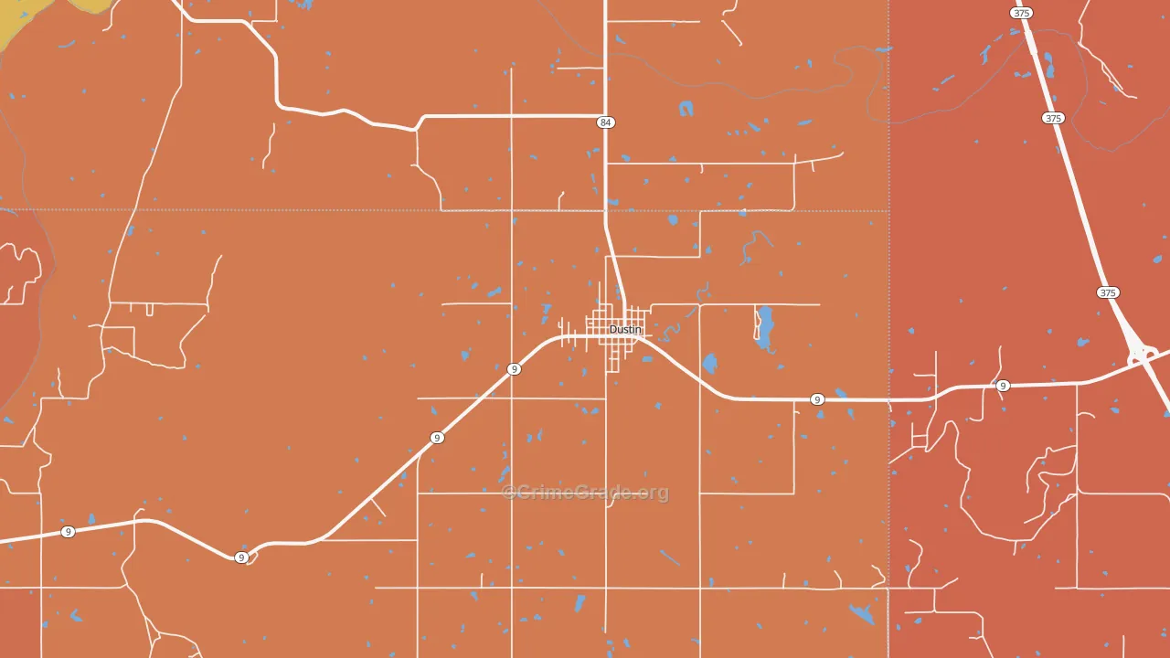 Dustin, OK Map of Murder Rates
