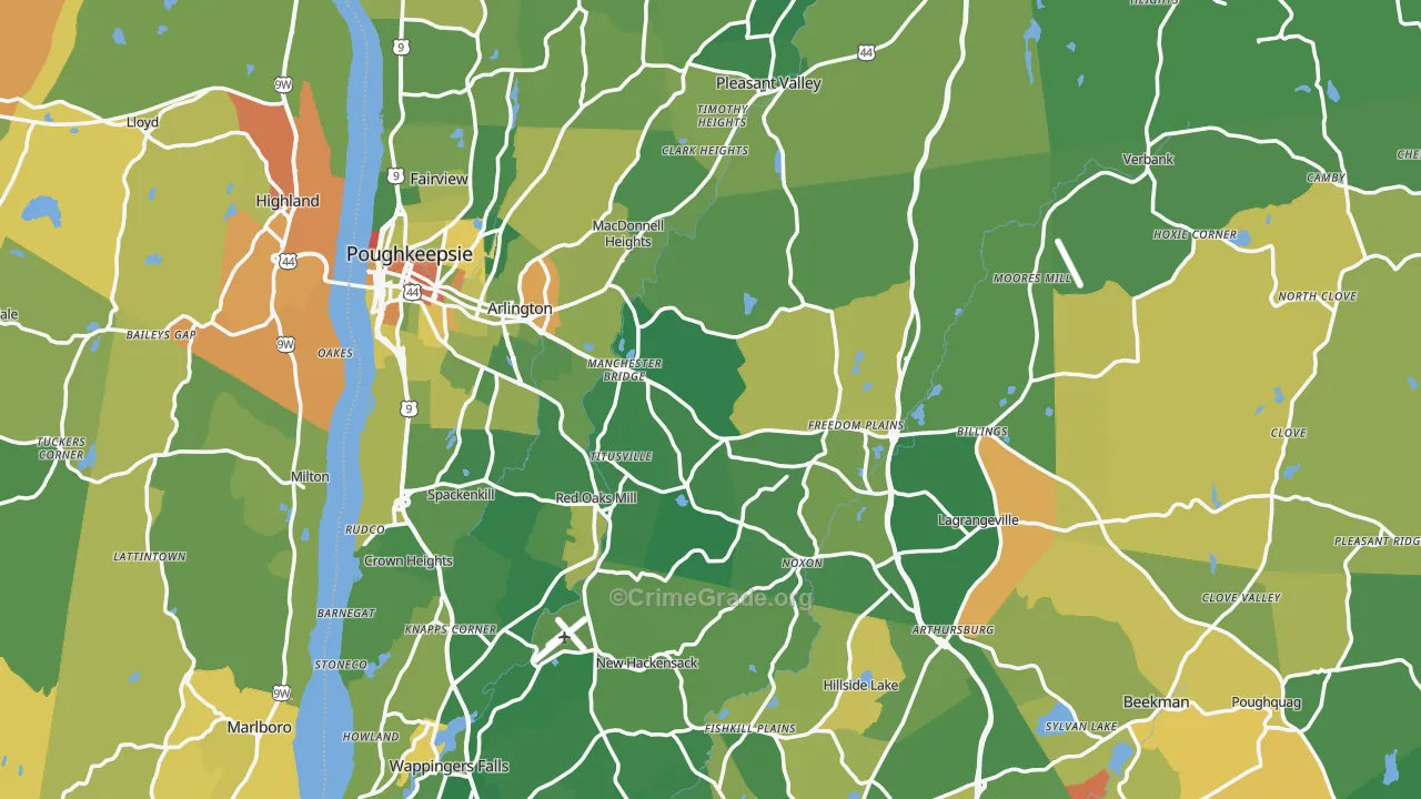 Dutchess County, NY Map of Murder Rates