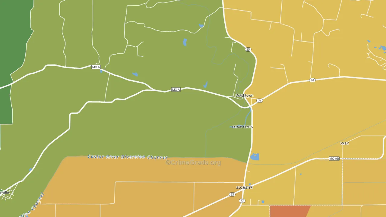 Dutchtown, MO Map of Murder Rates