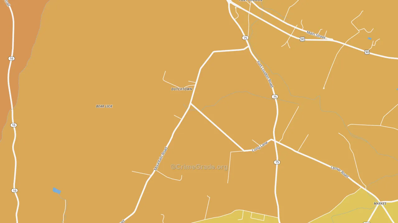 Dutchtown, PA Map of Murder Rates