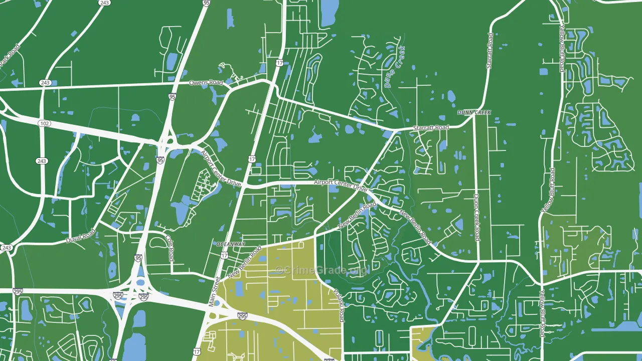 Duval, Jacksonville, FL Map of Murder Rates