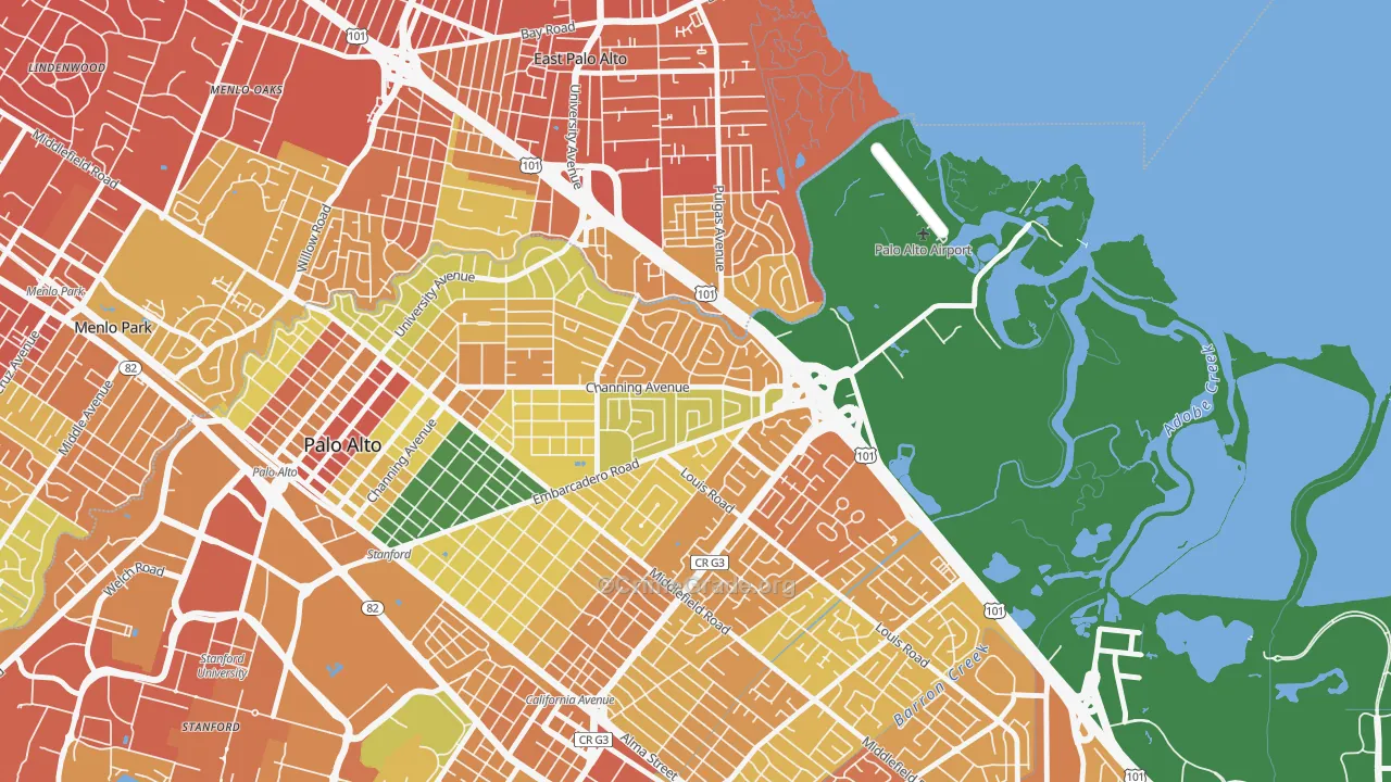 Duveneck-Saint Francis, Palo Alto, CA Map of Murder Rates