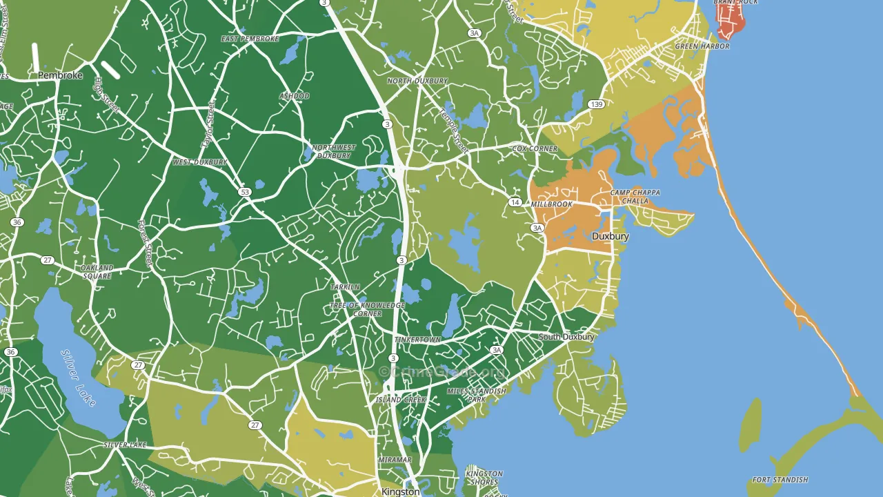 Duxbury, MA Map of Murder Rates