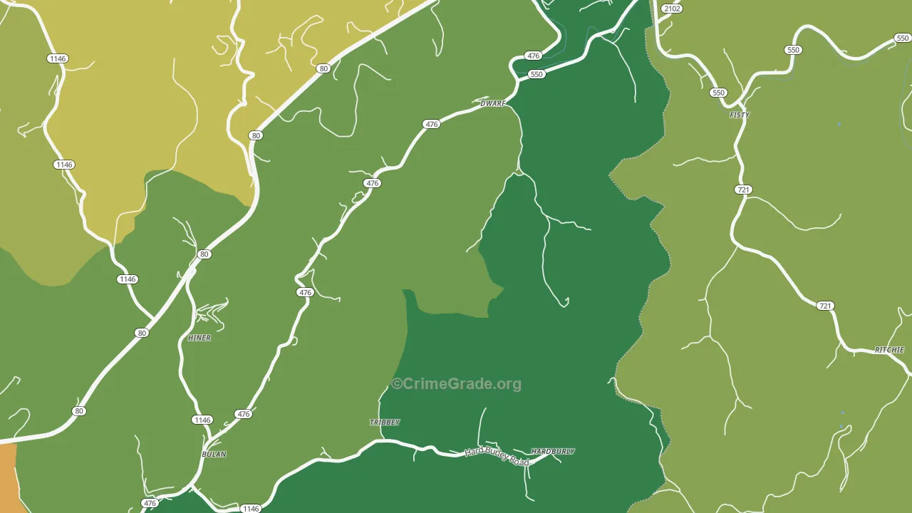 Dwarf, KY Map of Murder Rates