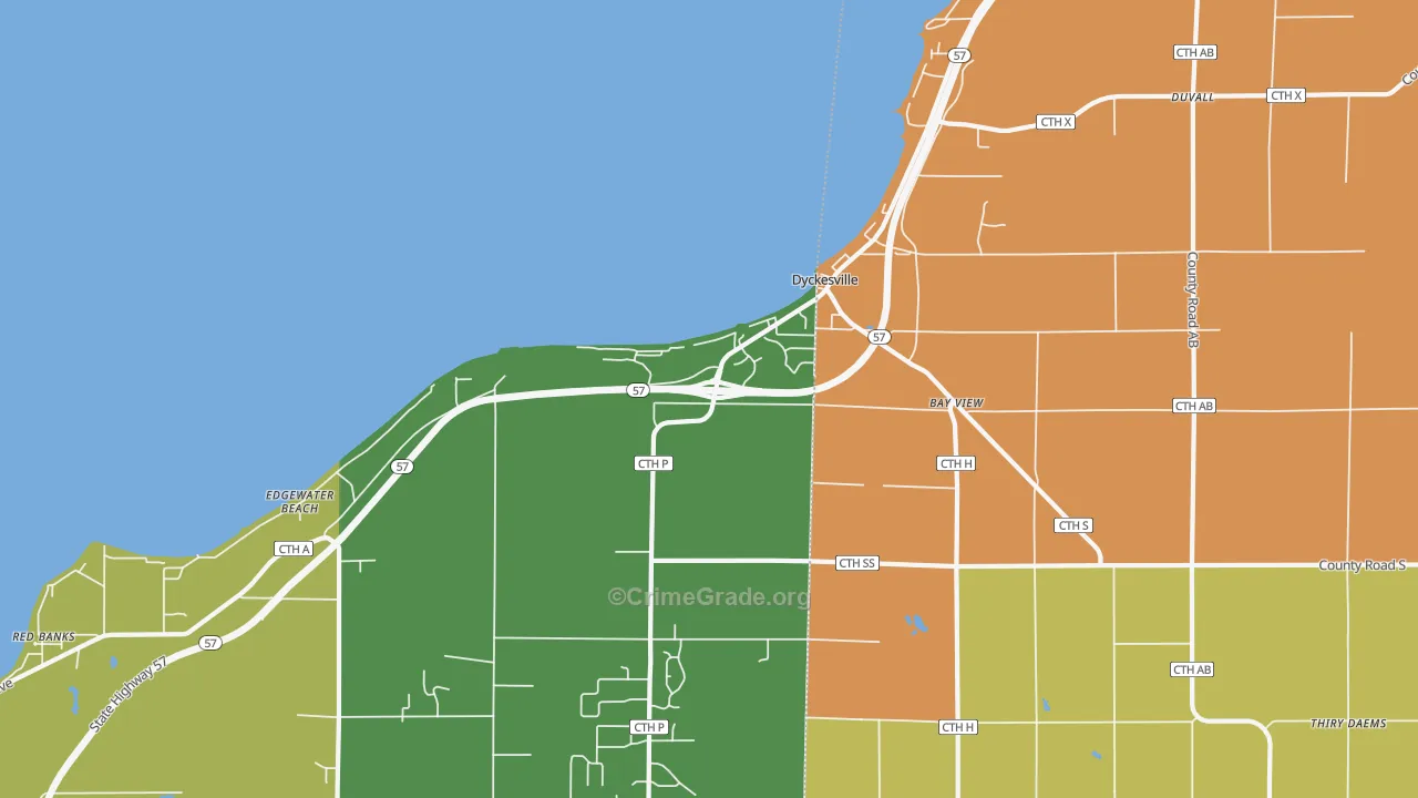 Dyckesville, WI Map of Murder Rates