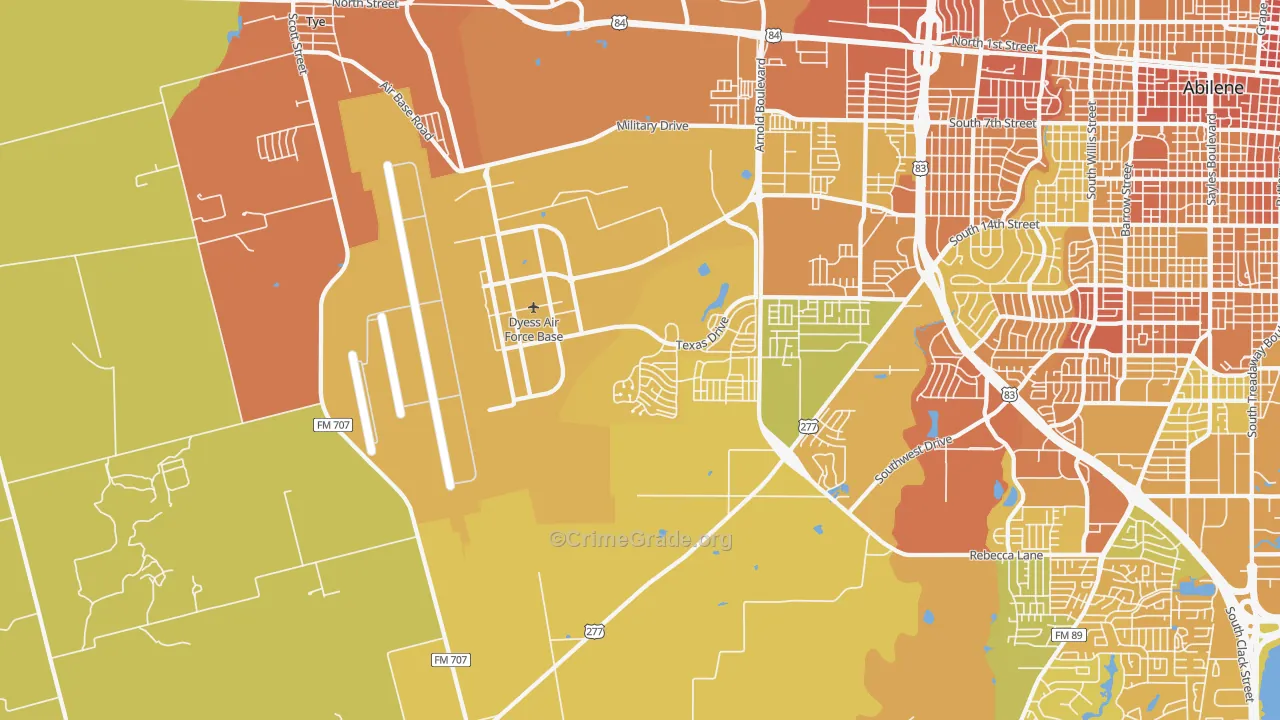 Dyess Afb, TX Map of Murder Rates