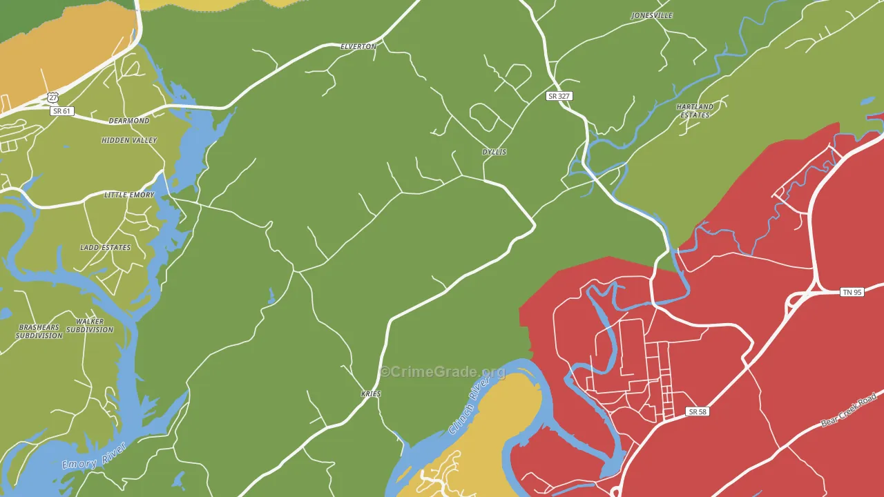 Dyllis, TN Map of Murder Rates