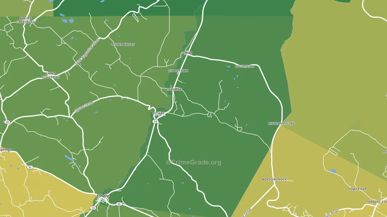 Dysart, PA Map of Murder Rates