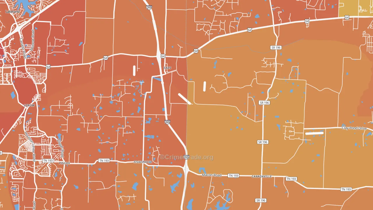 Eads, TN Map of Murder Rates
