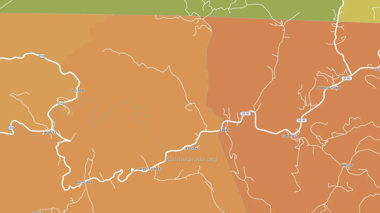 Eagan, TN Map of Murder Rates