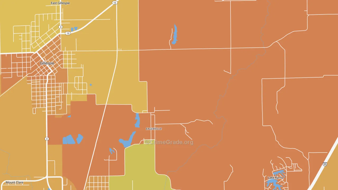 Eagarville, IL Map of Murder Rates