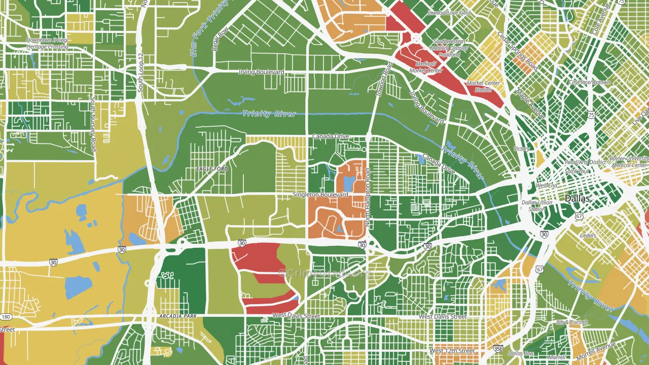 Eagle Ford, Dallas, TX Map of Murder Rates