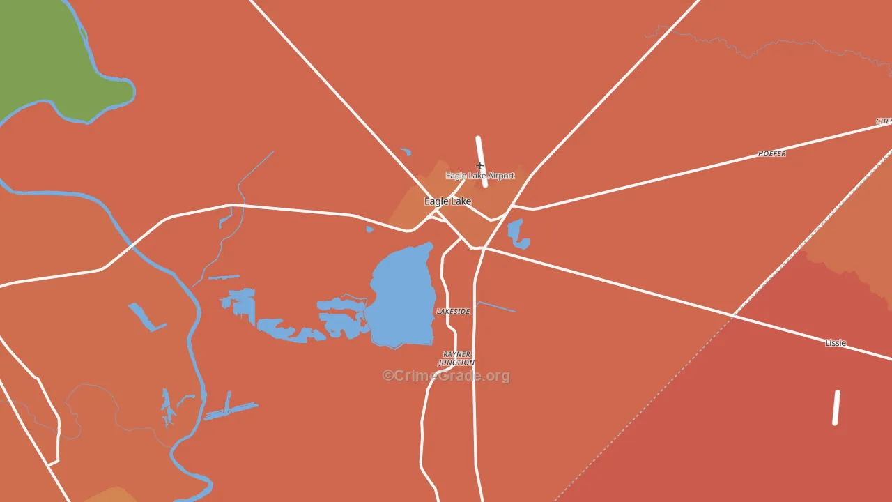 Eagle Lake, TX Map of Murder Rates