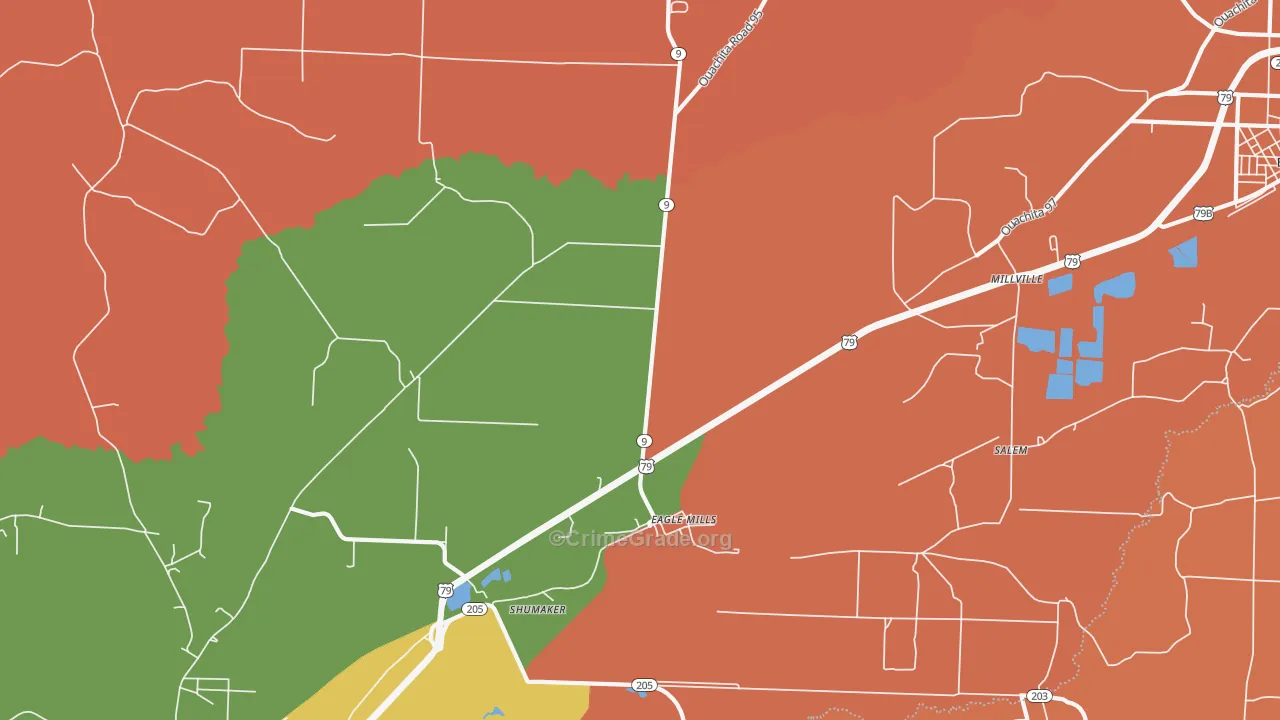 Eagle Mills, AR Map of Murder Rates