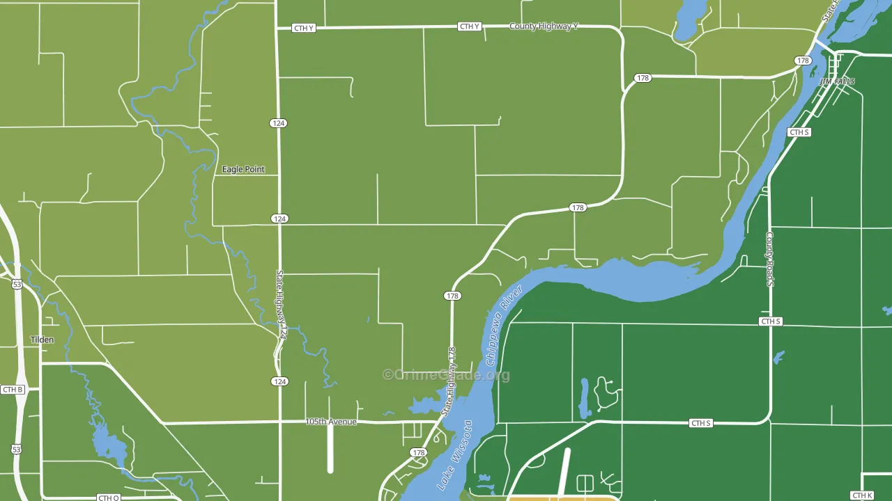 Eagle Point, WI Map of Murder Rates