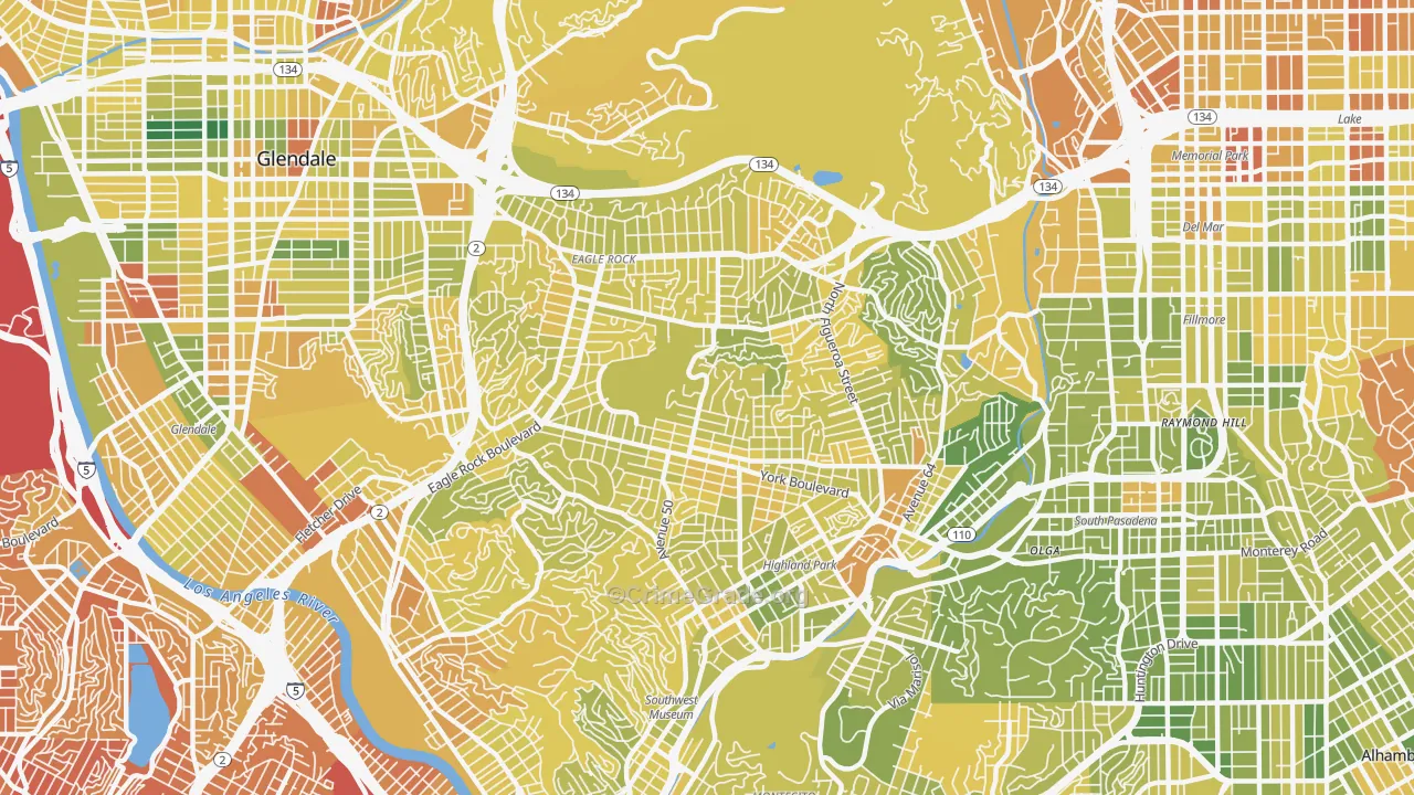 Eagle Rock, Los Angeles, CA Map of Murder Rates