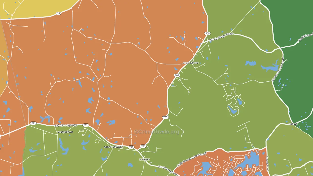 Eagle Springs, NC Map of Murder Rates