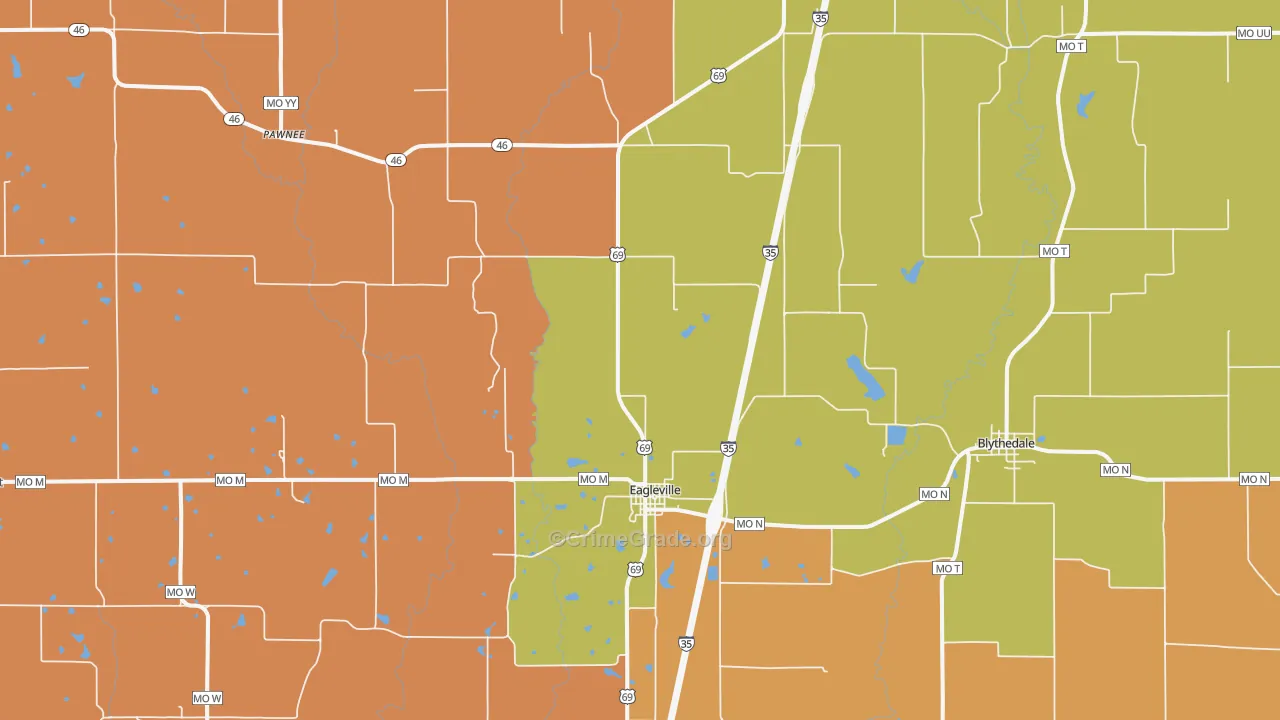 Eagleville, MO Map of Murder Rates