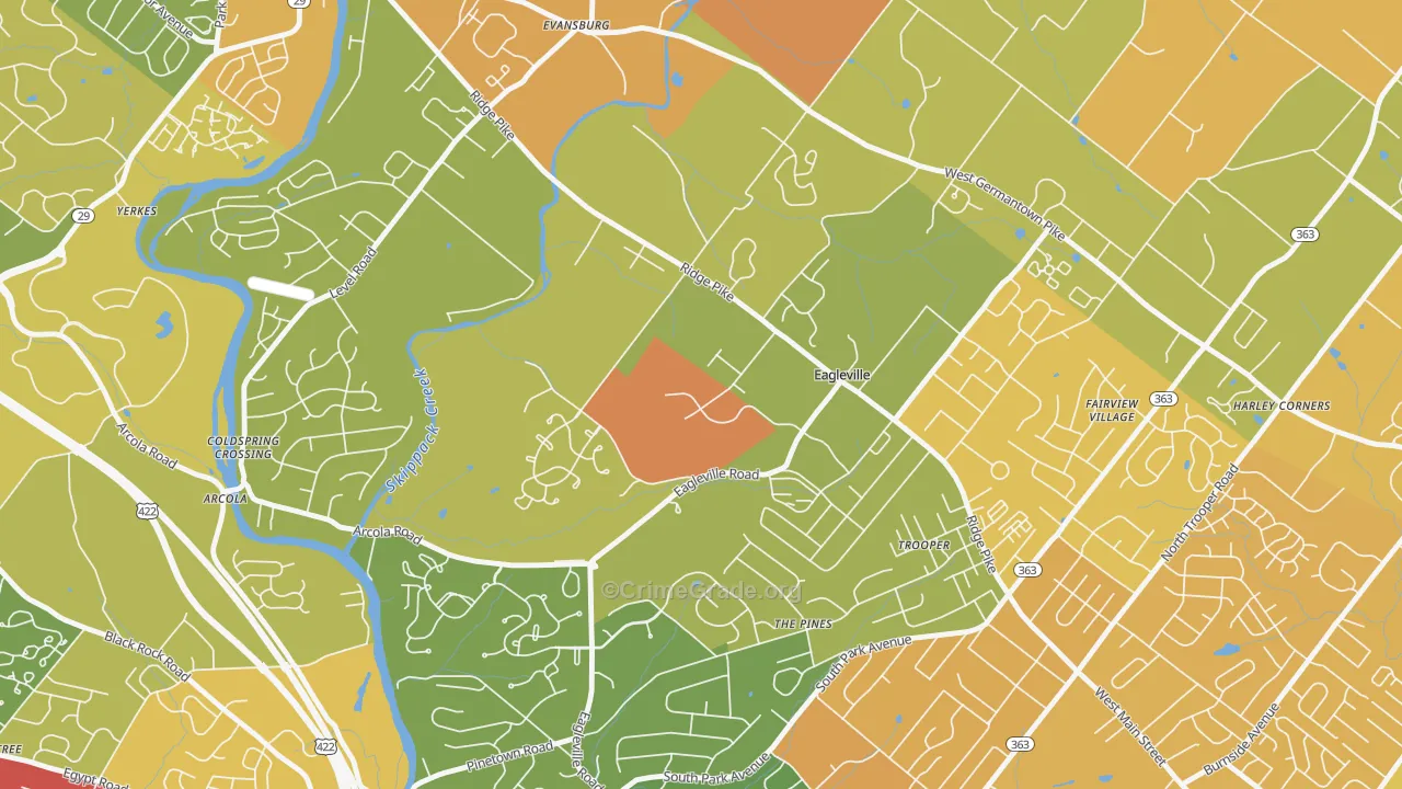Eagleville, PA Map of Murder Rates