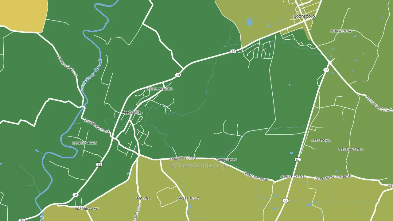 Eakles Mill, MD Map of Murder Rates
