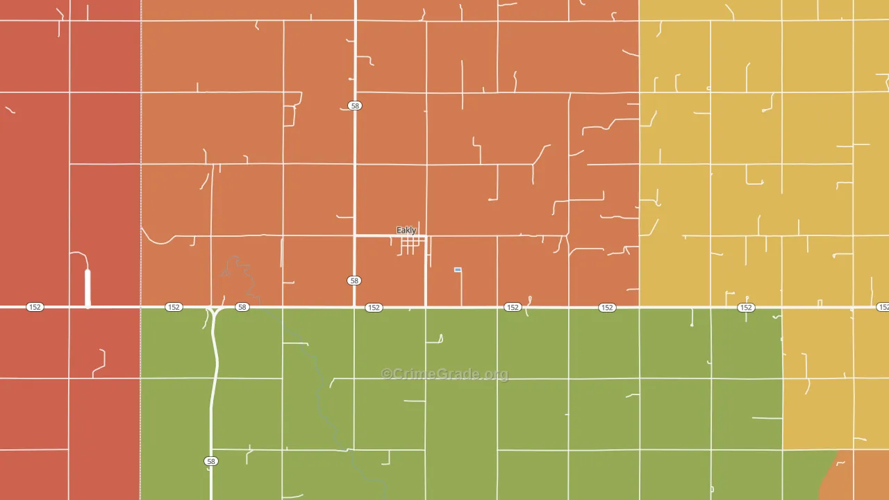 Eakly, OK Map of Murder Rates
