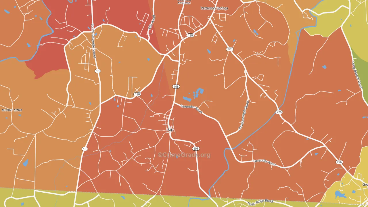 Earl, NC Map of Murder Rates