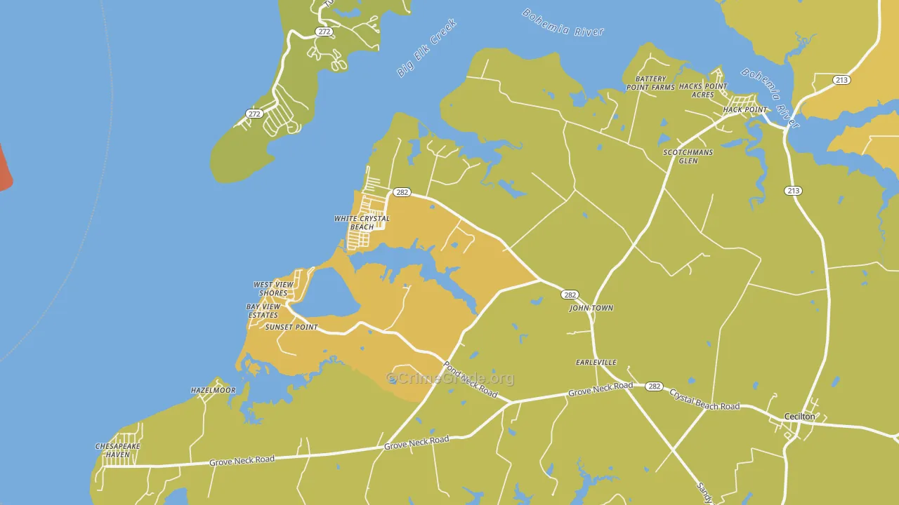 Earleville, MD Map of Murder Rates