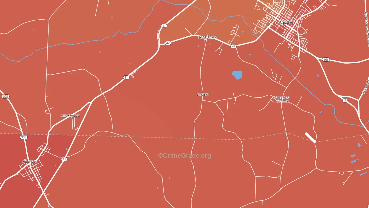 Earley, NC Map of Murder Rates