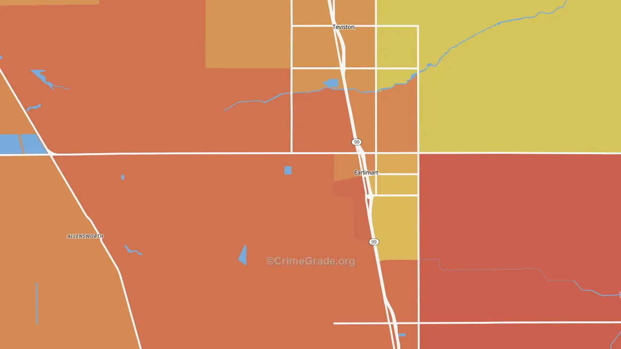 Earlimart, CA Map of Murder Rates