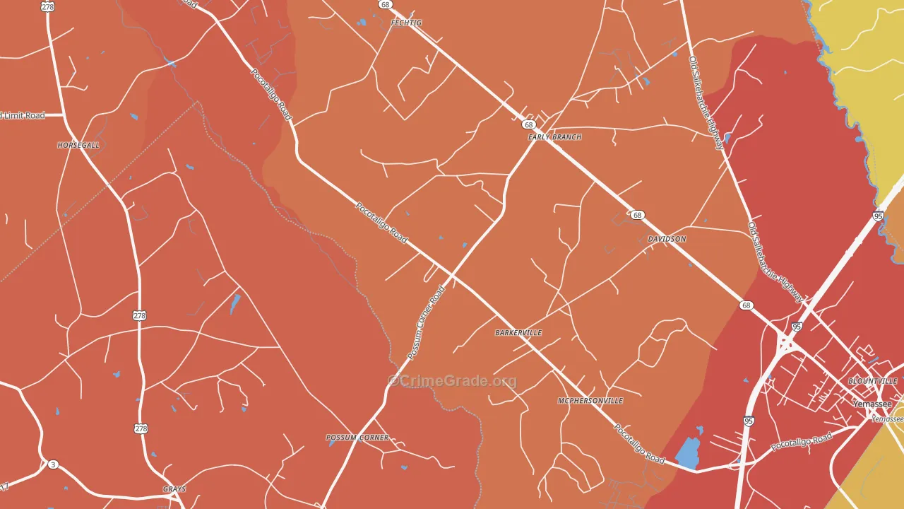 Early Branch, SC Map of Murder Rates