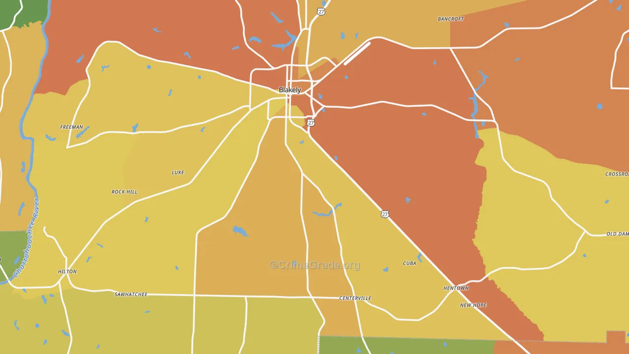 Early County, GA Map of Murder Rates