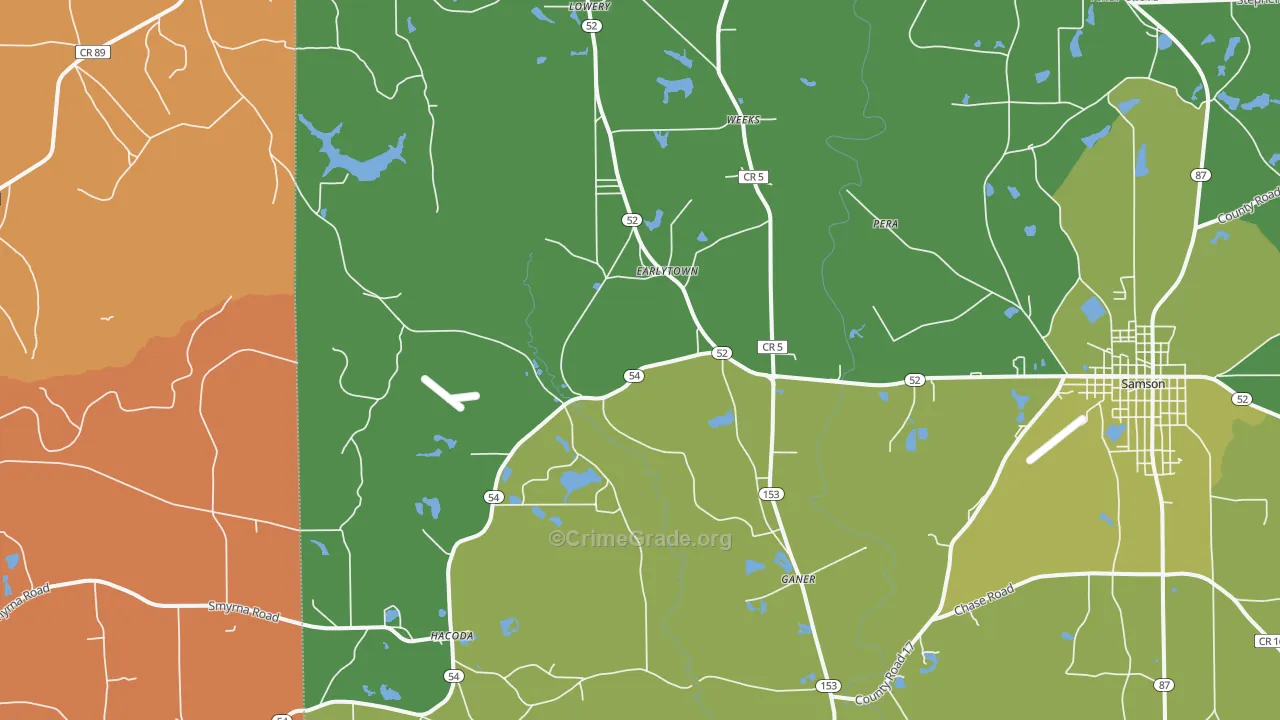 Earlytown, AL Map of Murder Rates