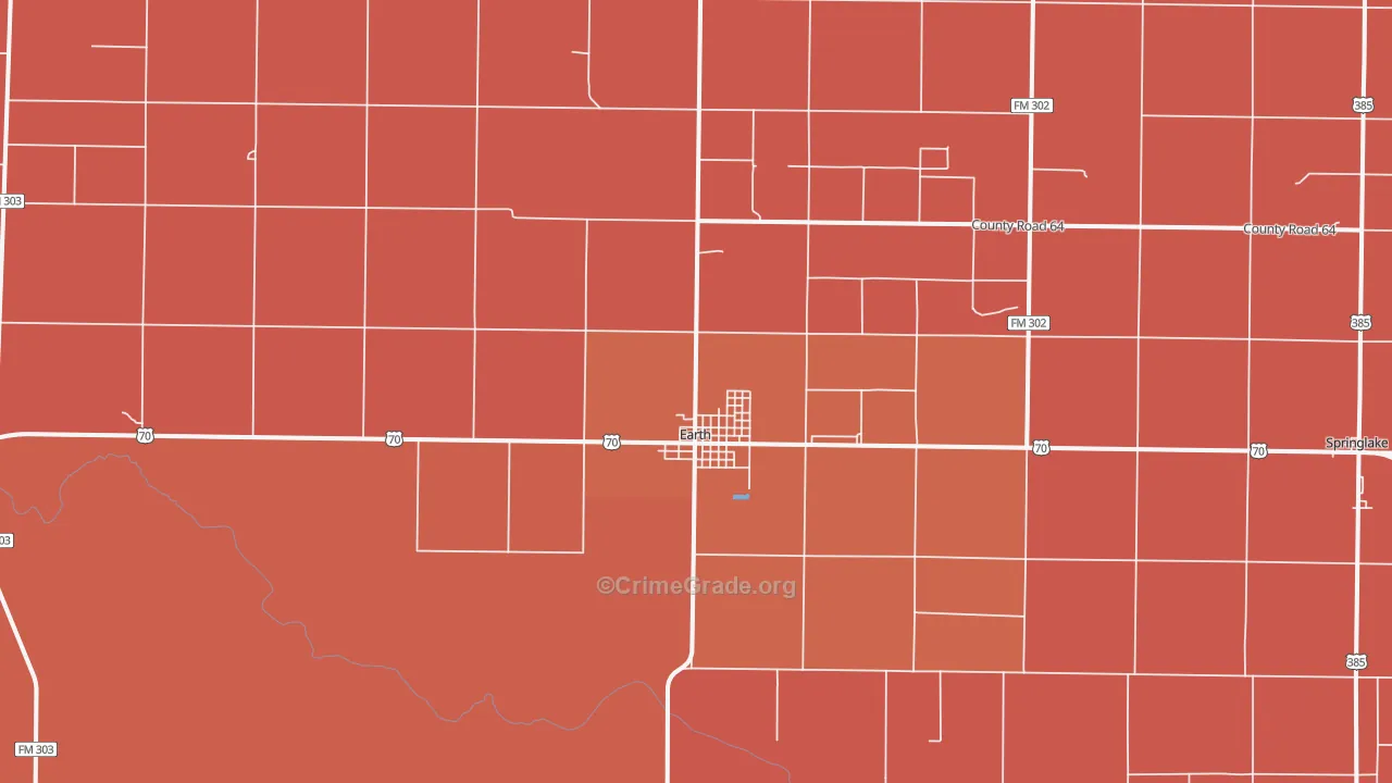 Earth, TX Map of Murder Rates