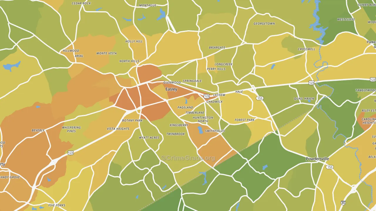 Easley, SC Map of Murder Rates