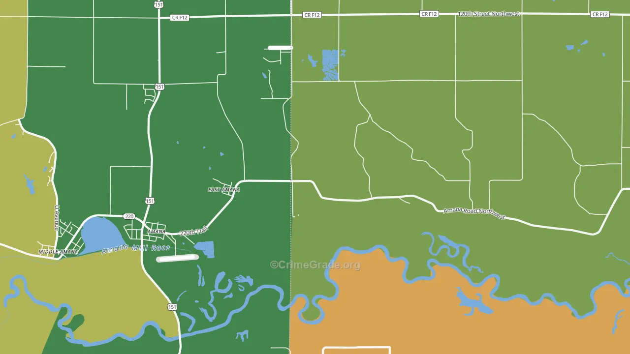 East Amana, IA Map of Murder Rates