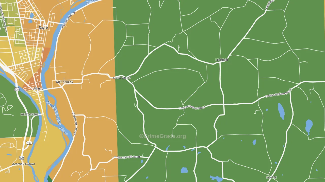 East Athens, PA Map of Murder Rates