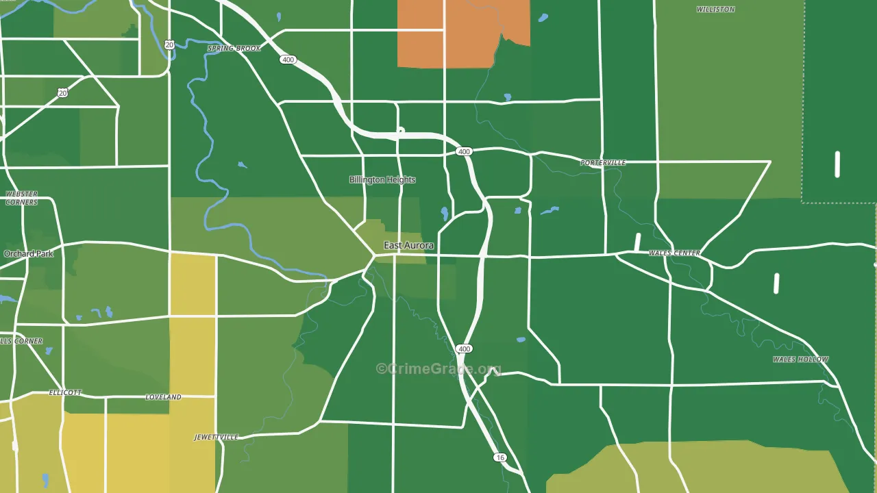 East Aurora, NY Map of Murder Rates