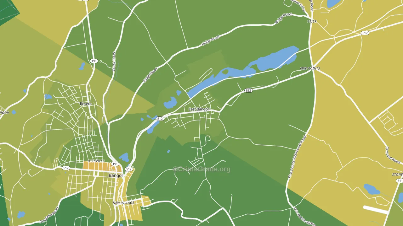 East Bangor, PA Map of Murder Rates